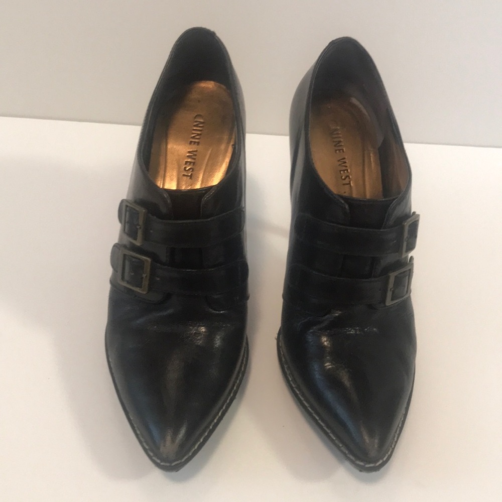 Nine West black leather ankle booties.  Size 6 1/2